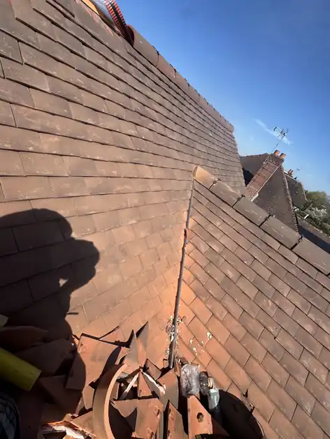 New plain tiles meeting at a valley